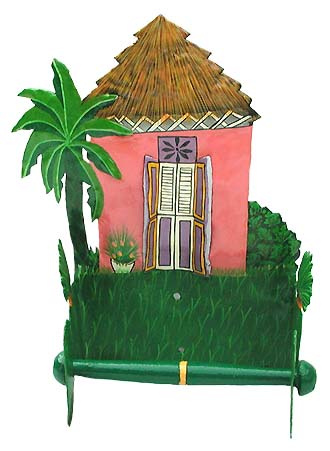 Caribbean House Bathroom Toilet Paper Holder, Painted Metal Decor, Tropical Decor, Toilet Tissue Hol